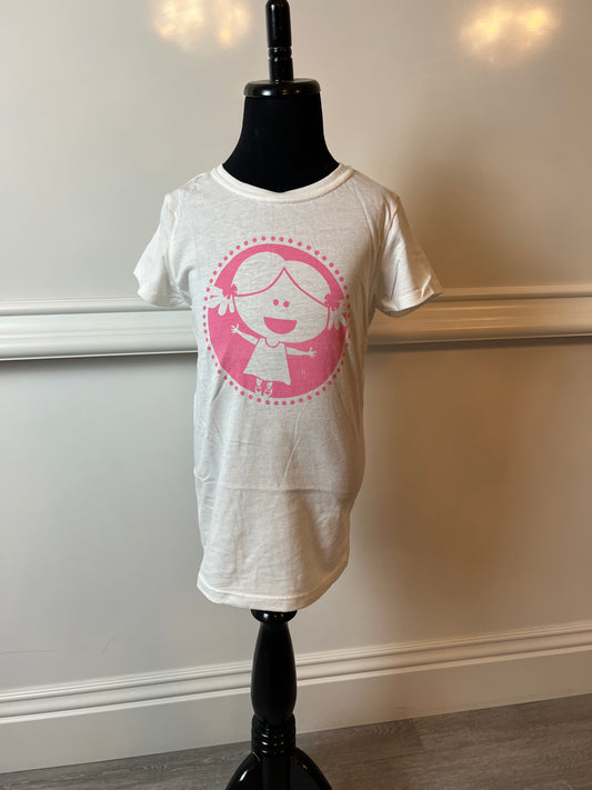 #1 White with Pink Sadie Logo Tshirt
